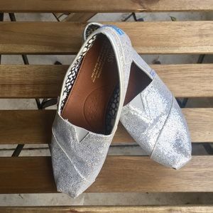 Silver sparkle Toms Shoes - size 10